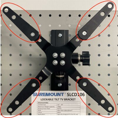 SADAPTOR1 100mm VESA mount extender in use
