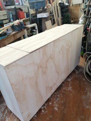 Motorised Tv Lift cabinet made by a customer pre-painting stage view