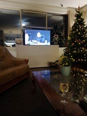 Motorised Tv Lift cabinet made by a customer in use view