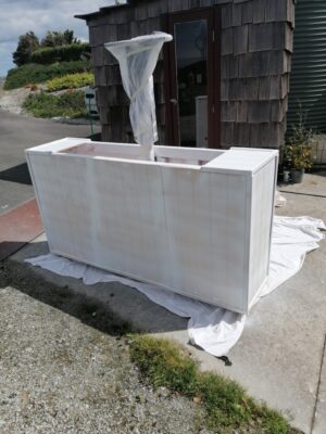 Motorised Tv Lift cabinet made by a customer painting stage view